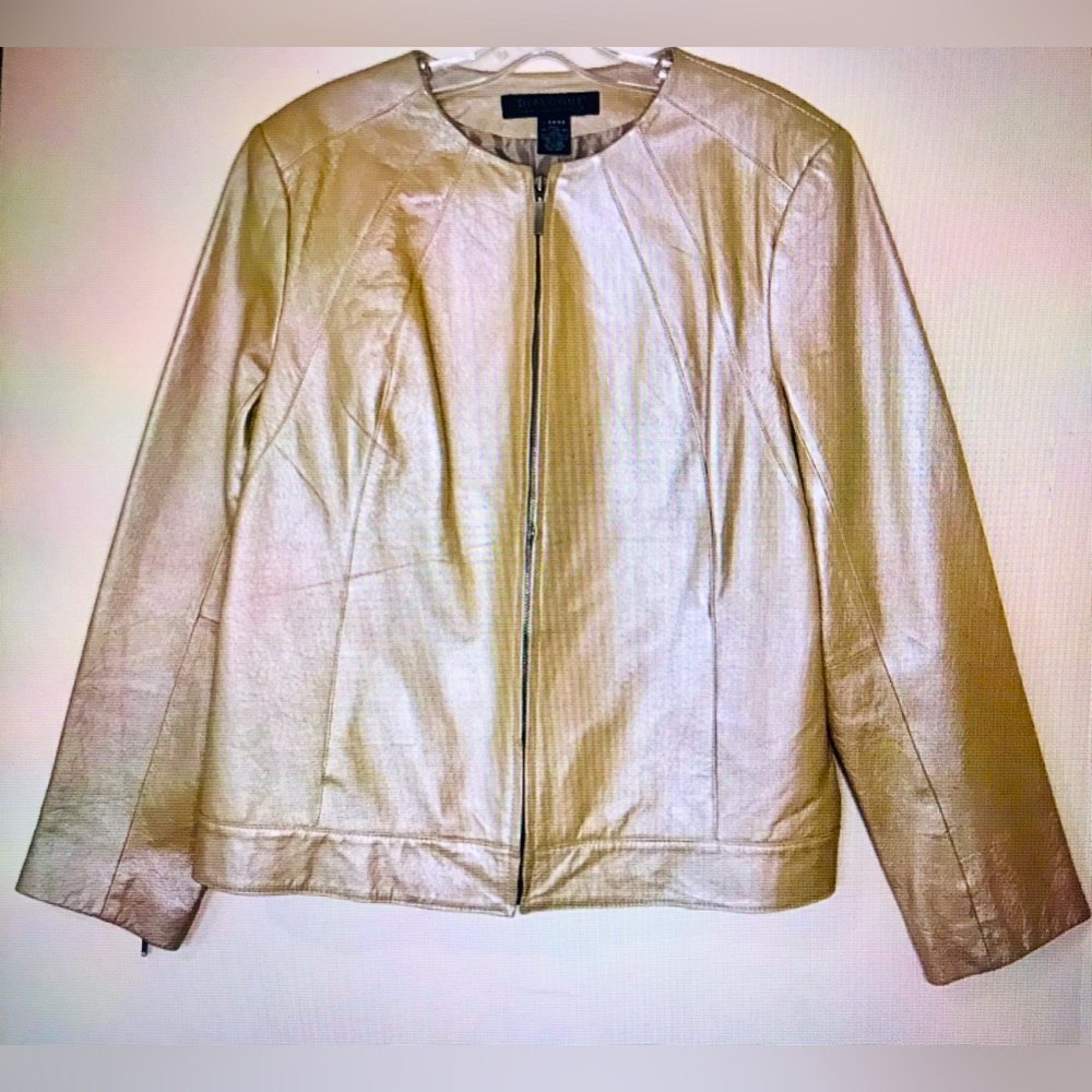 Vintage Dialogue Gold Metallic Leather Jacket